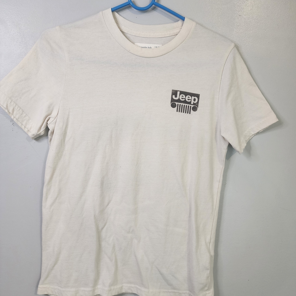 abercrombie kids White Short Sleeve Tee with Small Black Logo